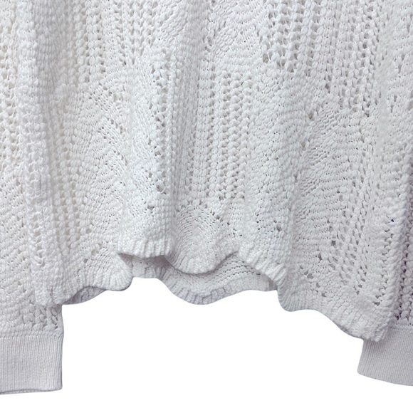 Bar lll Cotton Long Sleeve Crochet Sweater | white | Size L - Picture 4 of 10